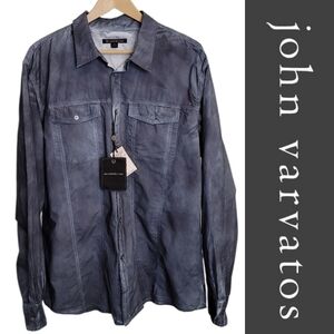 🆕️ John Varvatos Cotton Button Down Shirt in Oiled Blue